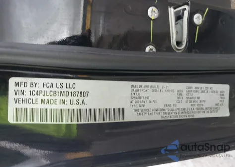 2021 Jeep Cherokee Latitude Fwd из США, поврежденный, VIN 1C4PJLCB1MD187807